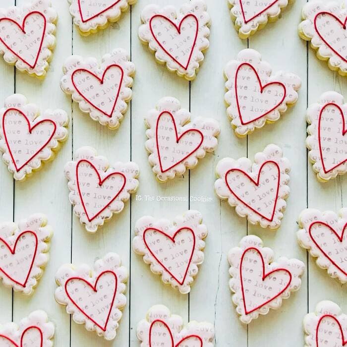 Valentine's Day Cookies - Heart Newsprint Cookies