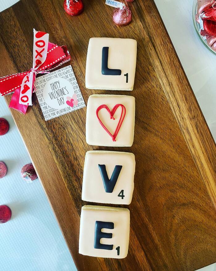Valentine's Day Cookies - Scrabble “LOVE” Cookies