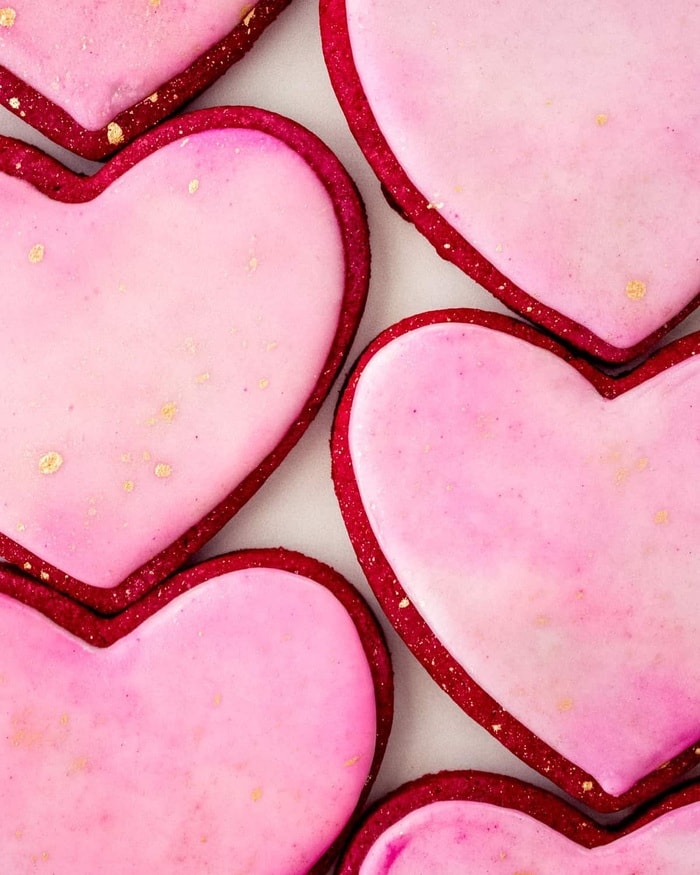 Valentine's Day Cookies - Sunset Pink Red Velvet Sugar Cookies