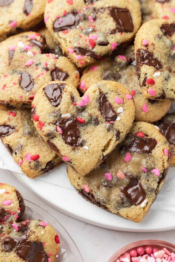 Valentine's Day Cookies - Heart-Shaped Chocolate Chip Cookies