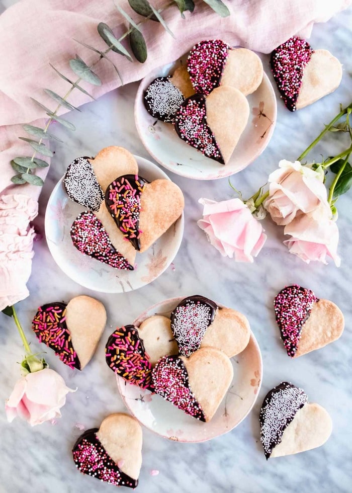 Valentine's Day Cookies - Chocolate-Dipped Heart Cookies