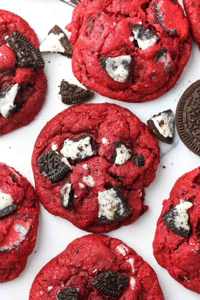 Valentine's Day Cookies - Crushed Oreo Red Velvet Cookies