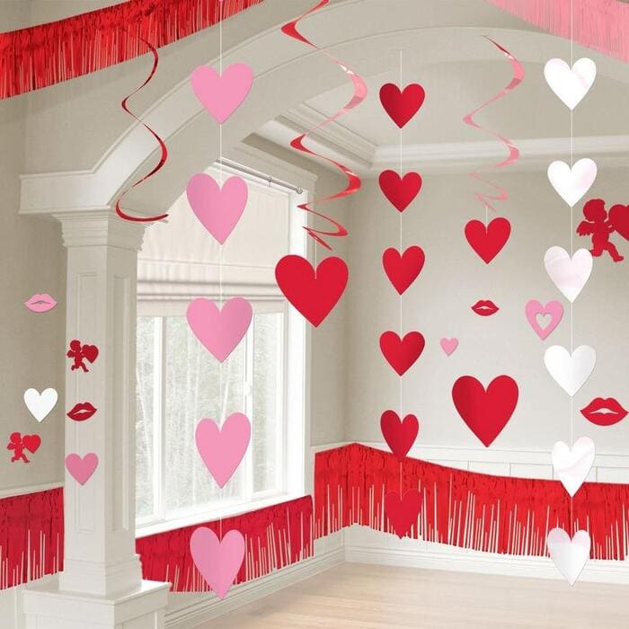 Valentine's Day Decor Ideas - 29-Piece Pink, Red & White Valentine's Day Room Decorating Kit