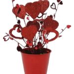 Valentine's Day Decor Ideas - Potted Red Glitter Tinsel Heart Bouquet