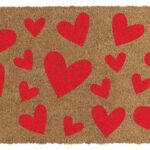 Valentine's Day Decor Ideas - Red Hearts Coir & Vinyl Doormat
