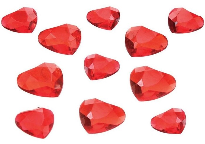 Valentine's Day Decor Ideas - 24-Count Red Heart Gem Plastic Table Scatter