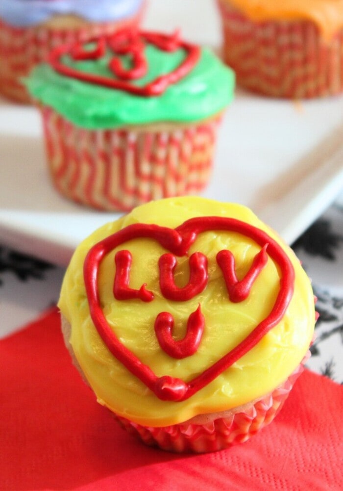 Valentine's Day Treats - Conversation Heart Cupcakes