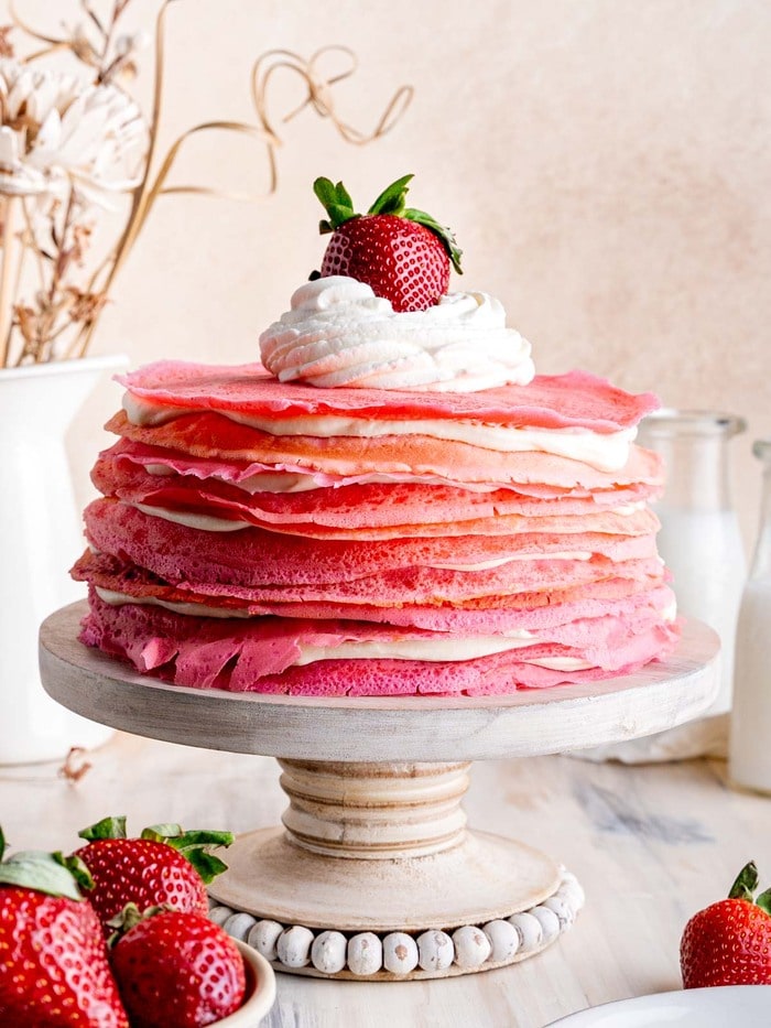 Valentine's Day Treats - Strawberries and Cream Crepe Cake