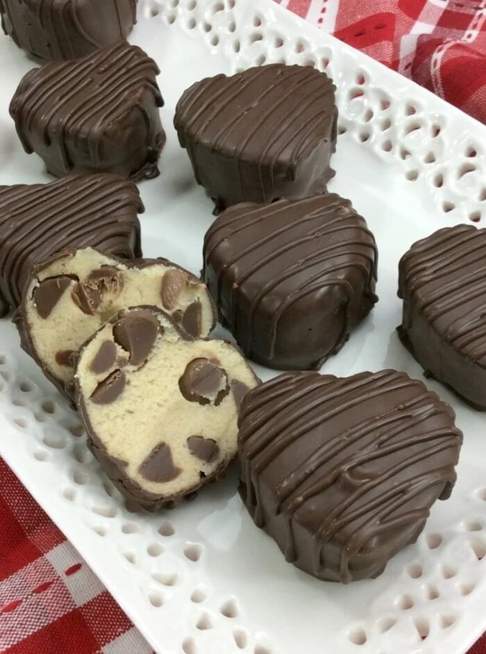 Valentine's Day Treats - Heart-Shaped Cookie Dough Truffles
