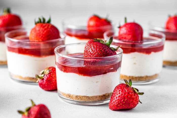 Valentine's Day Treats - Individual Strawberry Cheesecake