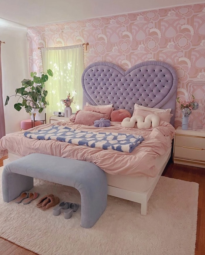 Valentine's Day Room Decor Inspo - heart bed