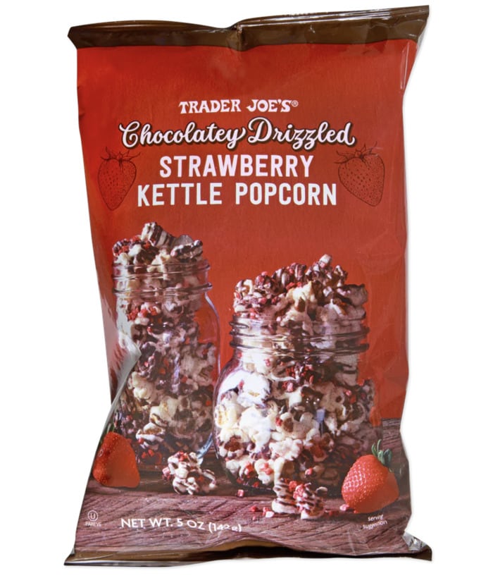 Best Trader Joes March Products 2024 - Chocolatey Drizzled Strawberry Kettle Popcorn