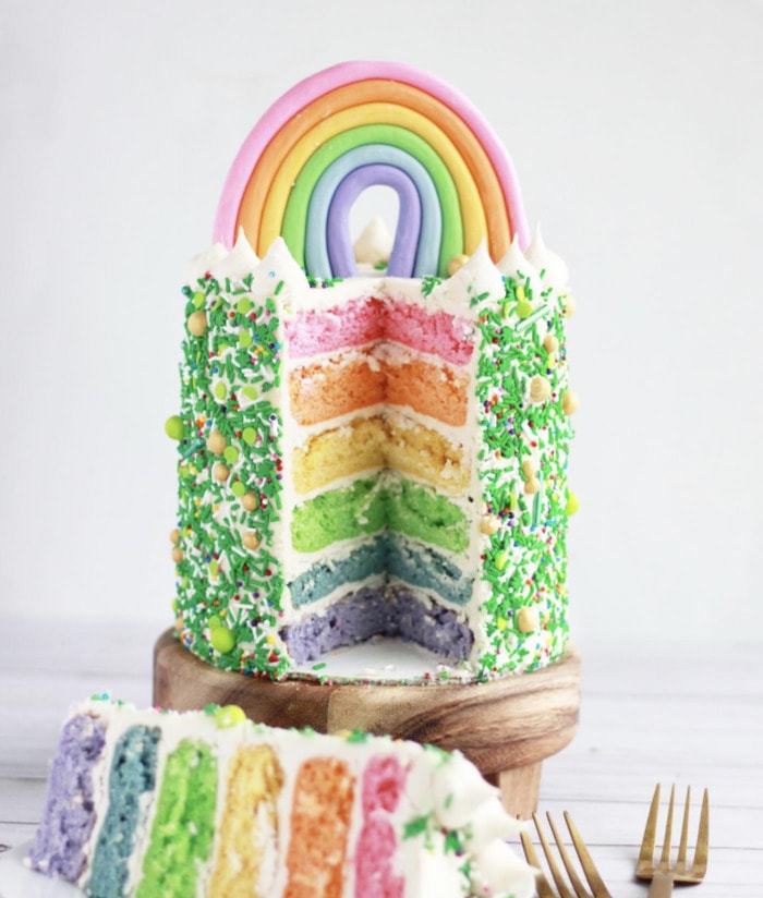 cakes for st patricks day - Fluffy Rainbow St. Patrick’s Day Cake