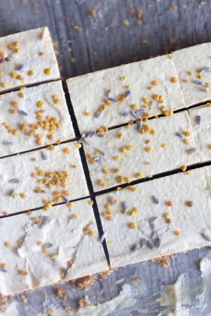 Lavender Recipes - Raw Sweet Lime Bars With Lavender and Bee Pollen