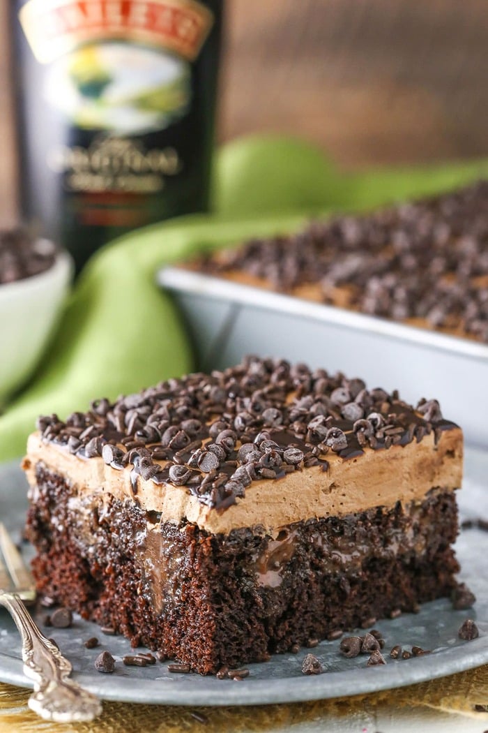 St. Patrick's Day Desserts - Bailey’s Chocolate Poke Cake