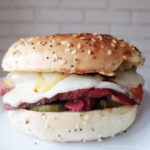 st patricks day food ideas - Corned Beef Bagel Sandwich