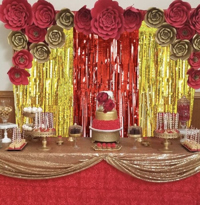 Taylor Swift Themed Super Bowl Party Ideas - red and gold streamers