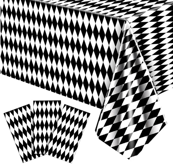 the best Alice in Wonderland Party Decorations - checkerboard table cover