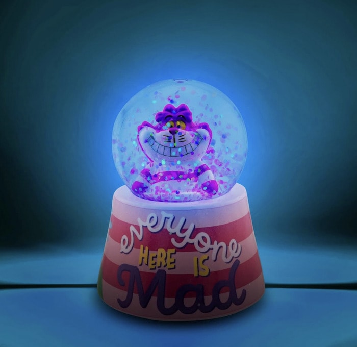 the best Alice in Wonderland Party Decorations - cheshire cat snow globe