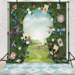 the best Alice in Wonderland Party Decorations - photo backdrop