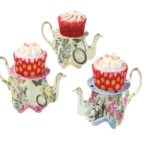 the best Alice in Wonderland Party Decorations - teapot cupcake stands