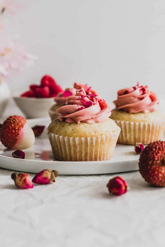 Valentine's Cupcakes - Rose Lychee Raspberry Cupcakes