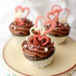 Valentine's Cupcakes - Valentine’s Day Cupcakes Topped with Chocolate Hearts