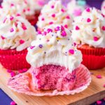 Valentine's Cupcakes - Pink Velvet Cupcakes with Sprinkles