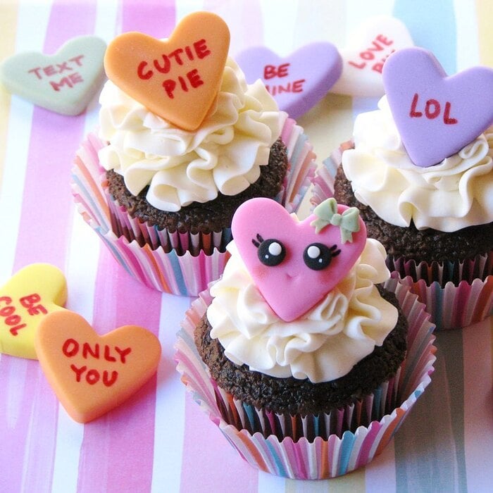 Valentine's Cupcakes - Conversation Hearts Cupcakes