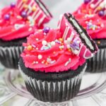 Valentine's Cupcakes - Dark Chocolate Cupcakes with Cute Pink Dipped Oreos
