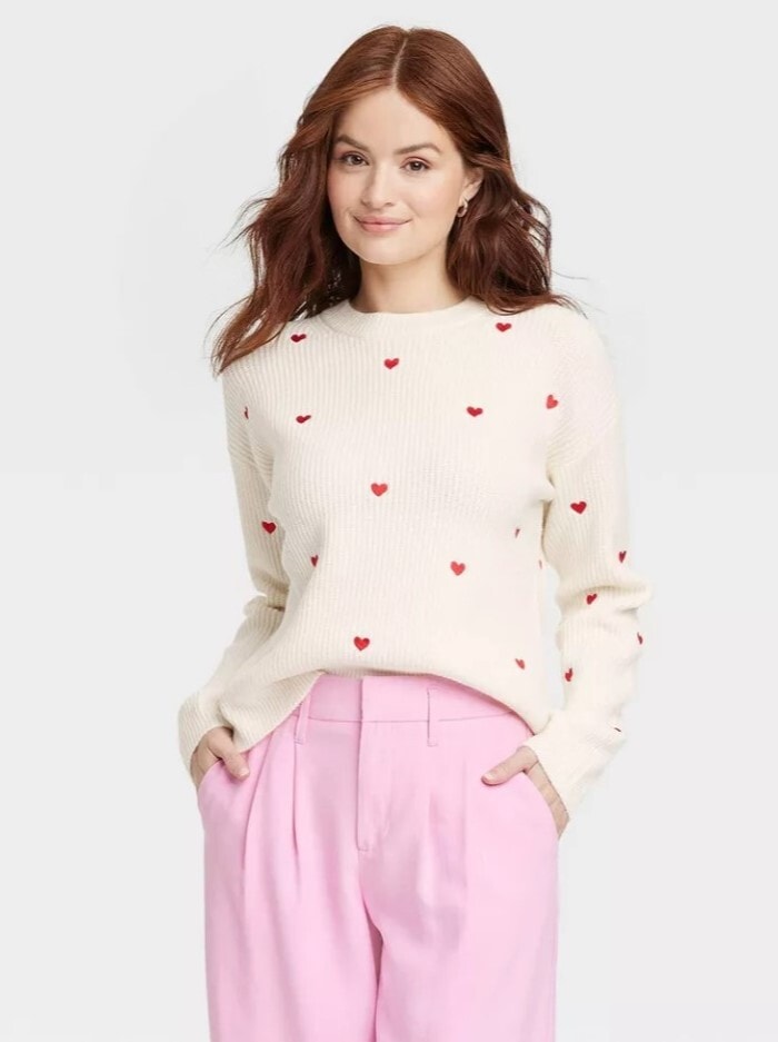 Valentine's Day Costume Ideas - Women's Crewneck Pullover Valentine’s Day Sweater