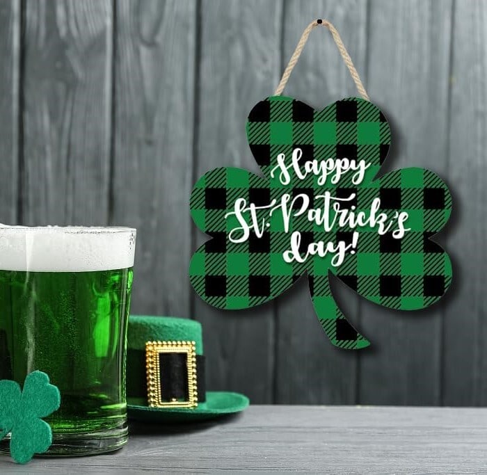 Best St. Patrick’s Day Decorations on Amazon - SCYPRUTH Happy St. Patrick’s Day Wooden Sign