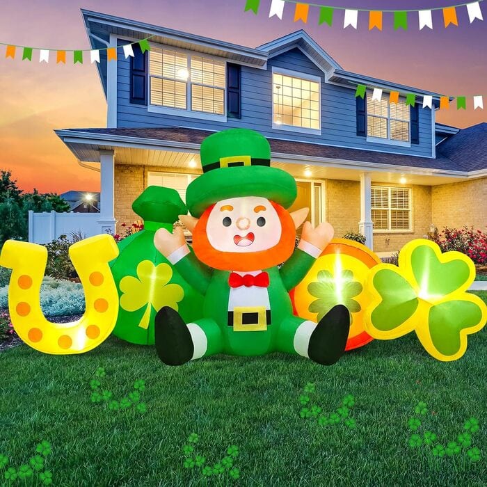 Best St. Patrick’s Day Decorations on Amazon - Inflatable Leprechaun With Money Bag and Gold Coins