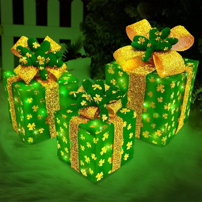 Best St. Patrick’s Day Decorations on Amazon - Krissing Lighted Gift Boxes