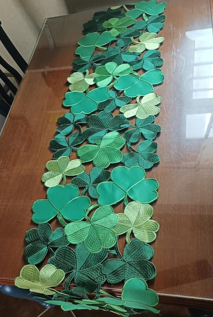 Best St. Patrick’s Day Decorations on Amazon - Embroidered Cutouts Shamrock Table Runner