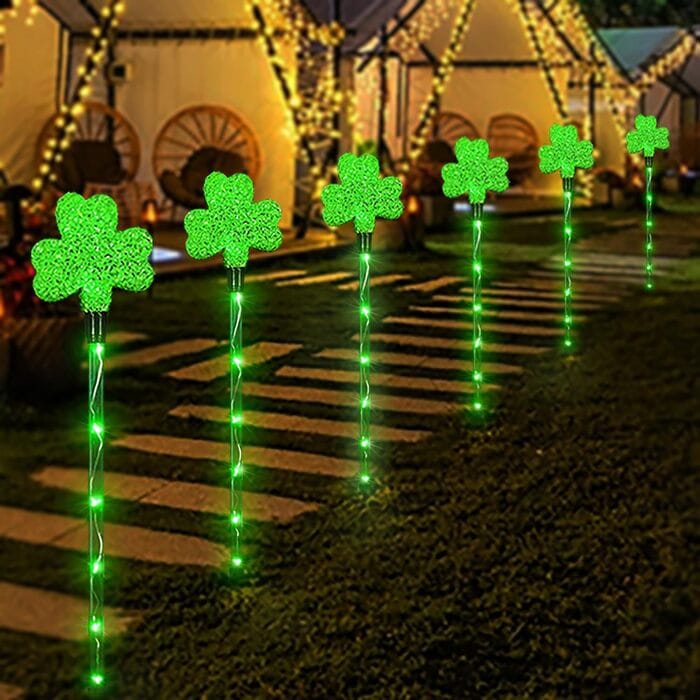 Best St. Patrick’s Day Decorations on Amazon - ANLTDTC Solar Shamrock Stake Lights