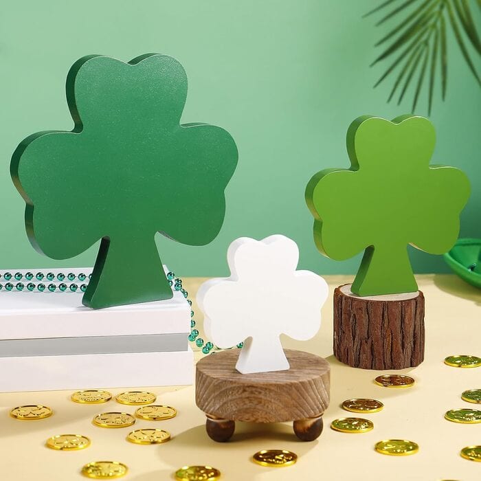 Best St. Patrick’s Day Decorations on Amazon - Freestanding Wooden Clover Table Signs