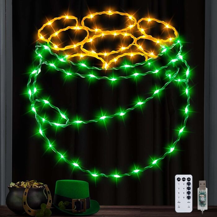 Best St. Patrick’s Day Decorations on Amazon - DONSAJI Pot of Gold Window Lights