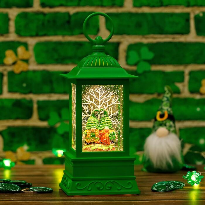 Best St. Patrick’s Day Decorations on Amazon - Lighted Glitter Gnome Snow Globe Lantern